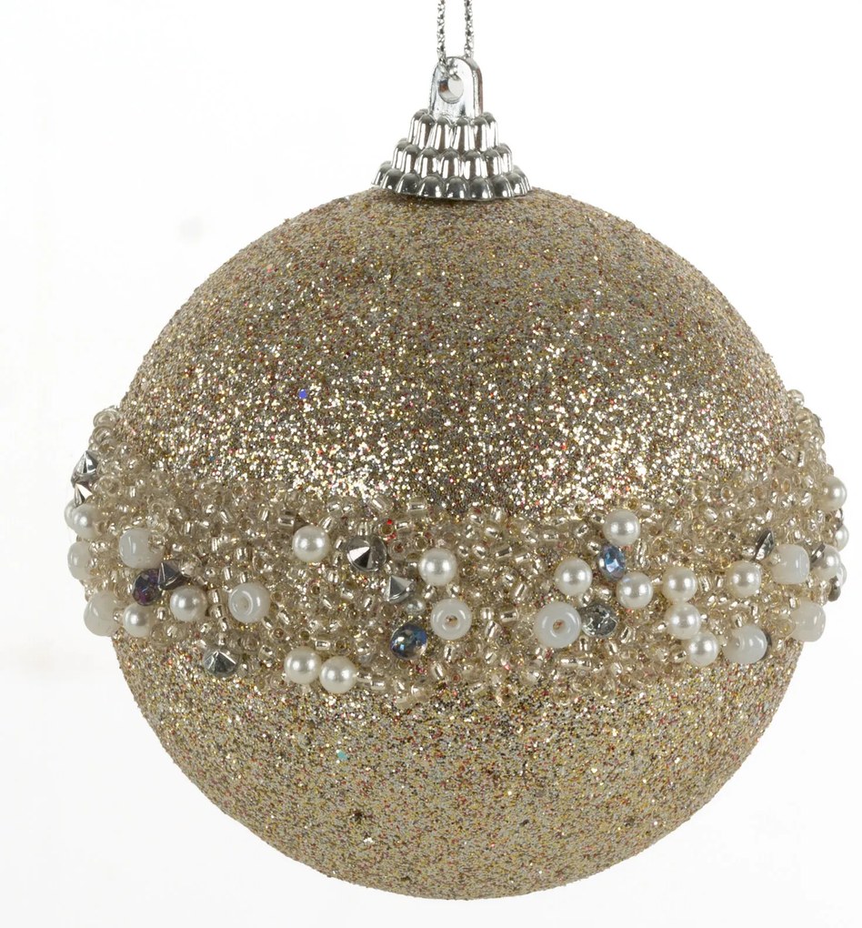 VIANOČNÁ BANKA NA STROMČEK SADA 4 KS (FI) 8 CM ŠAMPANSKÁ