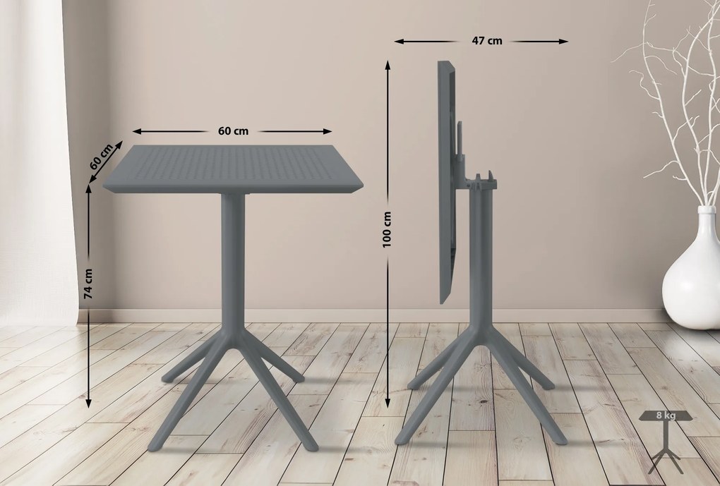 Skladací stôl Sky square - tmavošedá