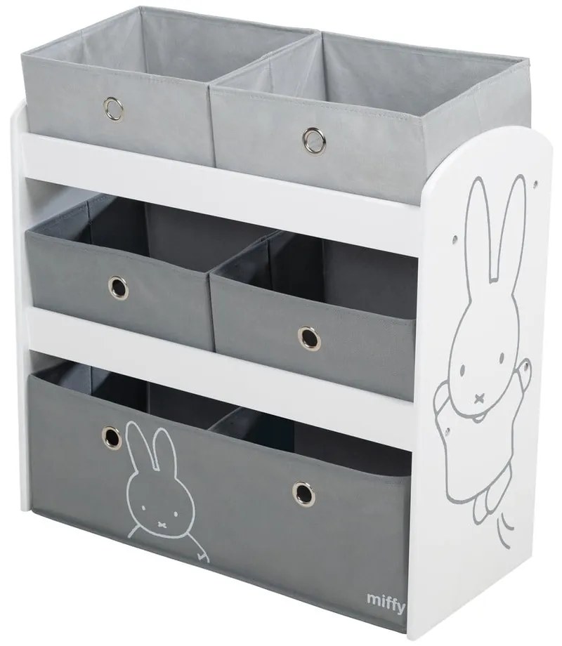 Biely/sivý detský organizér na hračky 63,5x29,5x60 cm Miffy – Roba
