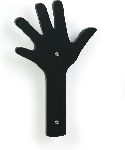 Drevený designový vešiak, čierna ruka