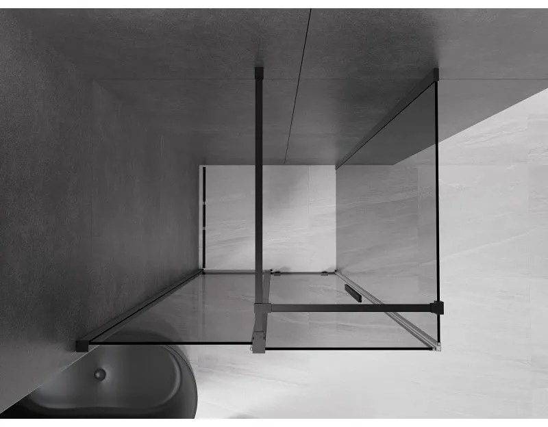 Mexen Velar, sprchový kút s posuvnými dverami 110 x 75 cm, 8mm šedé sklo, čierna matná, 871-110-075-41-70