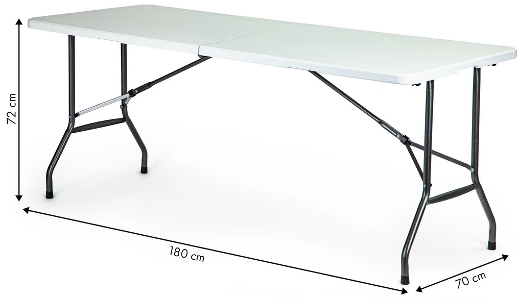 ModernHome Záhradný cateringový stôl, skladací 180 cm biela