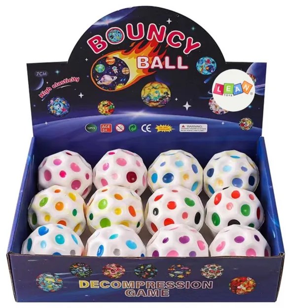 LEAN TOYS Loptička s jamkami na hnetenie, skákajúca 7 cm - biela