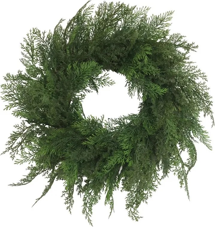 Dekoratívny zelený veniec z tújových vetvičiek - Ø 55*6 cm