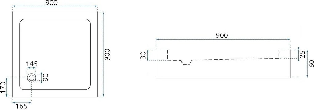 Rea City, sprchovací kút s posuvnými dverami 90x90cm + biela sprchová vanička, KPL-E0054