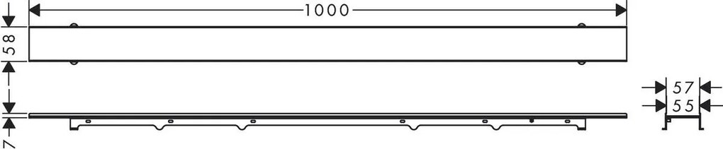 Hansgrohe RainDrain Rock, vrchná sada sprchového žľabu 900, skracovateľný, na položenie dlažby, HAN-56032000