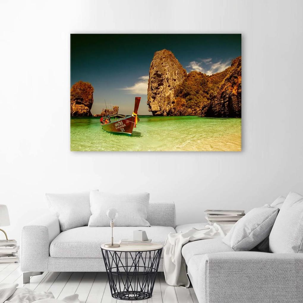 Gario Obraz na plátne Farebný čln na pobreží mora Rozmery: 60 x 40 cm
