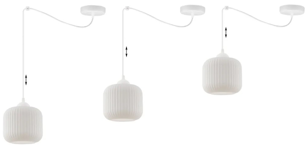 Závesné svietidlo Riffle Spider, 1x biele sklenené tienidlo, w