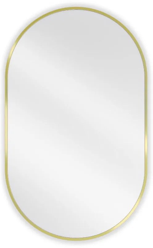 Mexen Loft, oválne kúpeľňové zrkadlo 90 x 55 cm, farba rámu zlatá lesklá, 9851-090-055-000-50