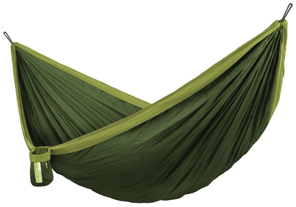 La Siesta COLIBRI 3.0 DOUBLE - cestovná hojdacia sieť ľahká ako pierko a napriek tomu veľmi pevná, 100% polyamid / laná: 100% polyester / hák: letecký hliník