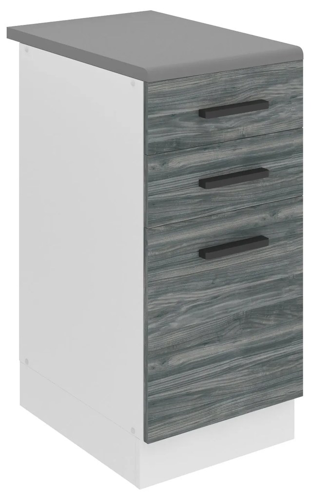 Kuchynská skrinka Belini Premium Full Version spodná so zásuvkami 40 cm šedý antracit Glamour Wood s pracovnou doskou