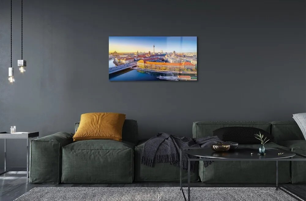 Sklenený obraz Berlín riečny mosty 100x50 cm