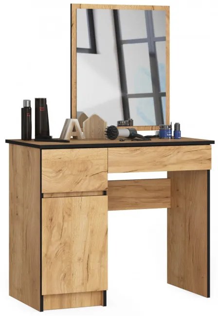 Toaletný stolík so zrkadlom CLP P-2/SL ľavý, dub craft