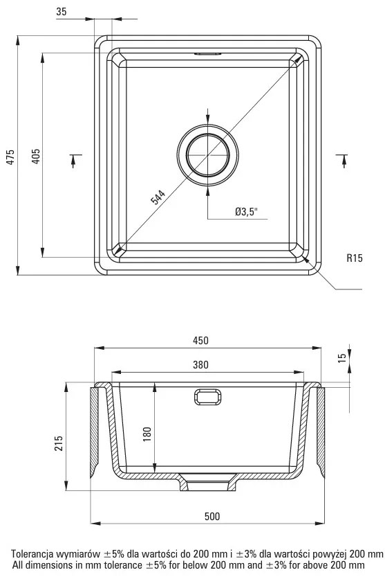 Deante Sabor, 1-komorový keramický drez 450x478x215 mm, biela, DEA-ZCB_A103