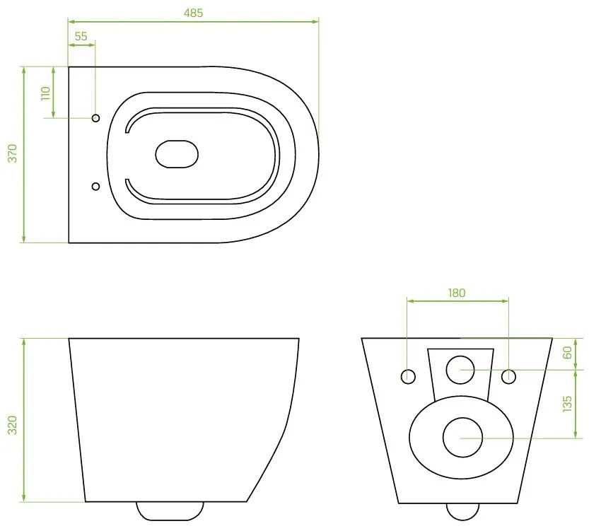 Laveo Desna, závesná WC misa Rimless 485x370x320 mm + toaletné sedadlo, biela lesklá, LAV-VMD_600S
