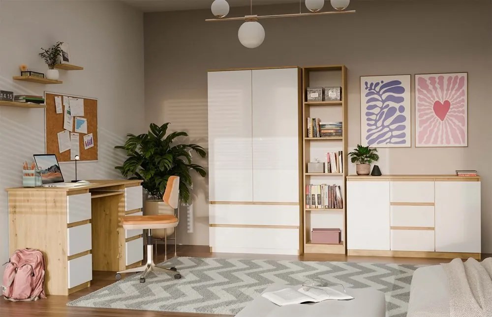 Komoda Malwa 2D3S 120 cm dub artisan/biela