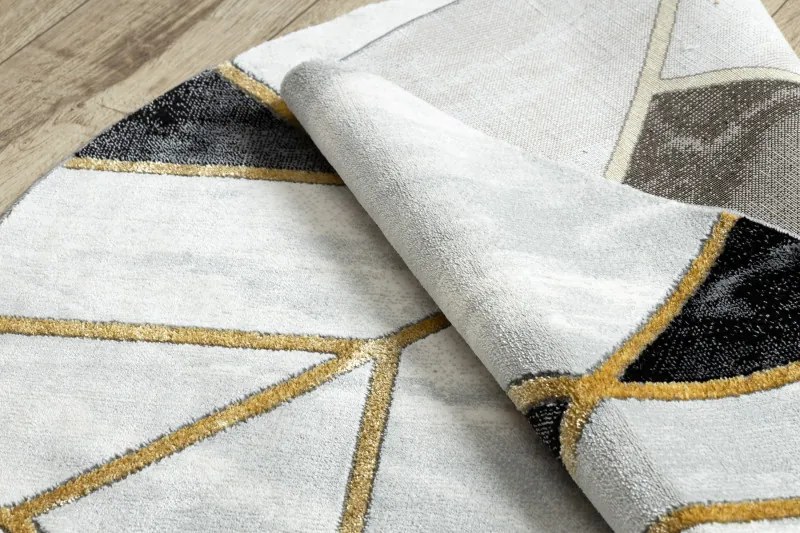 Dywany Łuszczów, Kusový koberec Emerald 1015 black and gold kruh, 160x160 (priemer) kruh, čiernobiela, obývacia izba