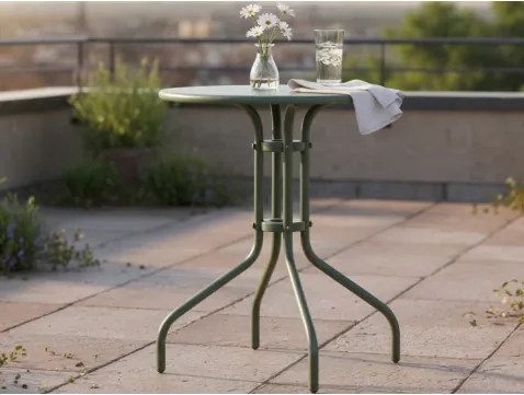 Kulatý zahradní stůl Plano, průměr 60 cm, zelený%