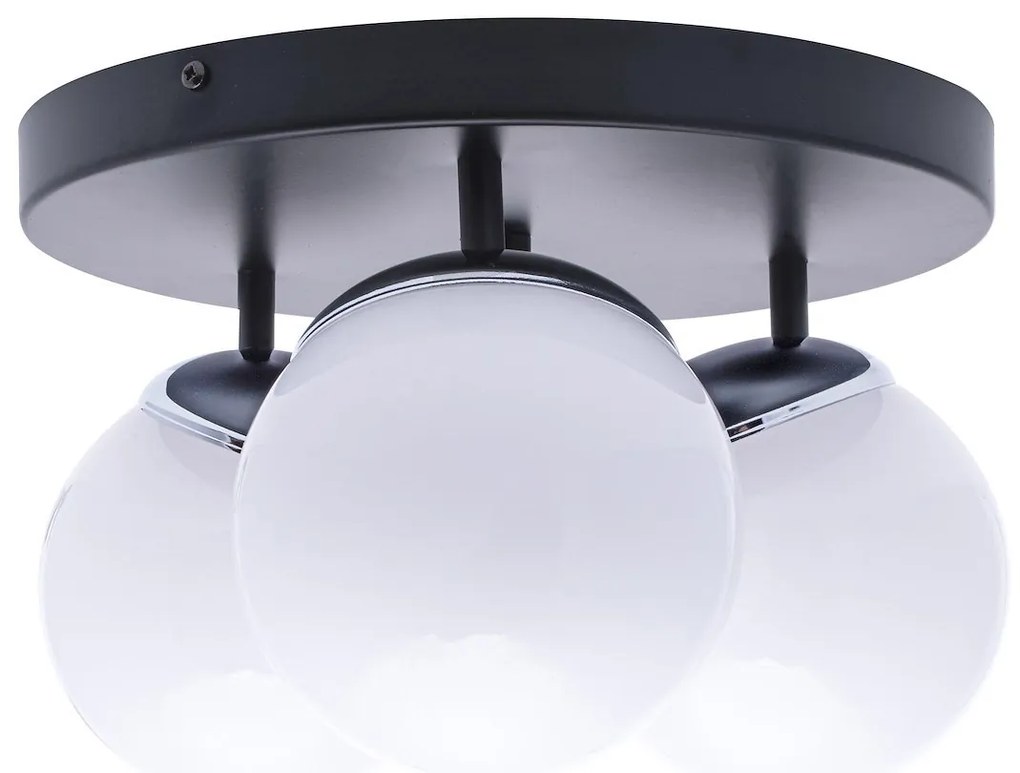 Stropné svietidlo Sfera, 3x biele sklenené tienidlo, b/ch, o