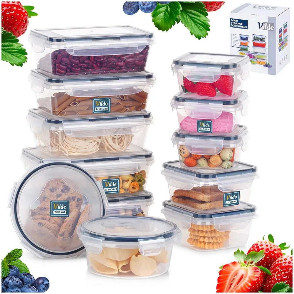 VILDE Sada 12 kuchynských tesniacich dóz, krabičky na jedlo LOCK&LOCK