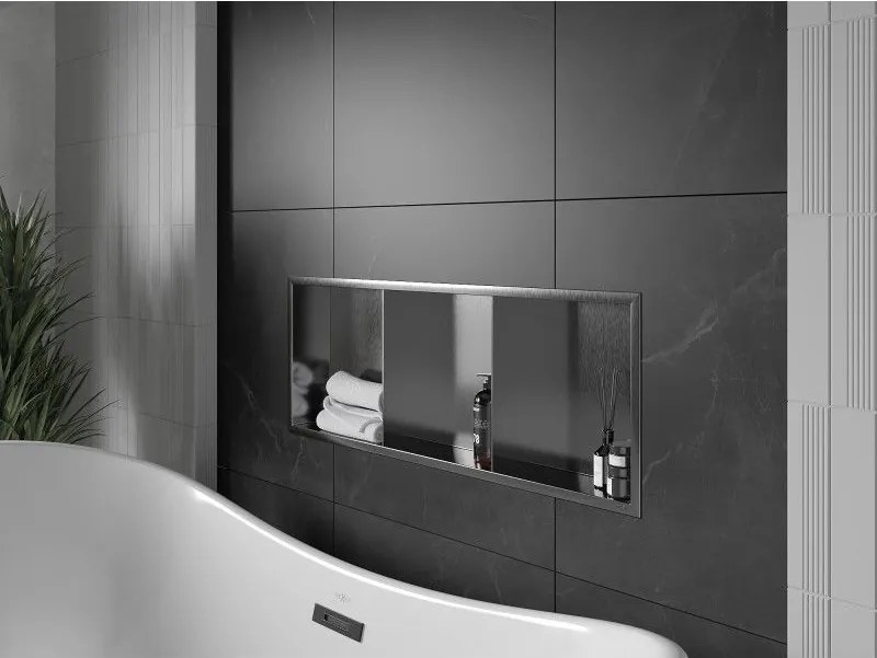 Mexen X-Wall-R, polica na zapustenie s prírubou 90 x 30 cm, grafitová matná - 19E0903010S