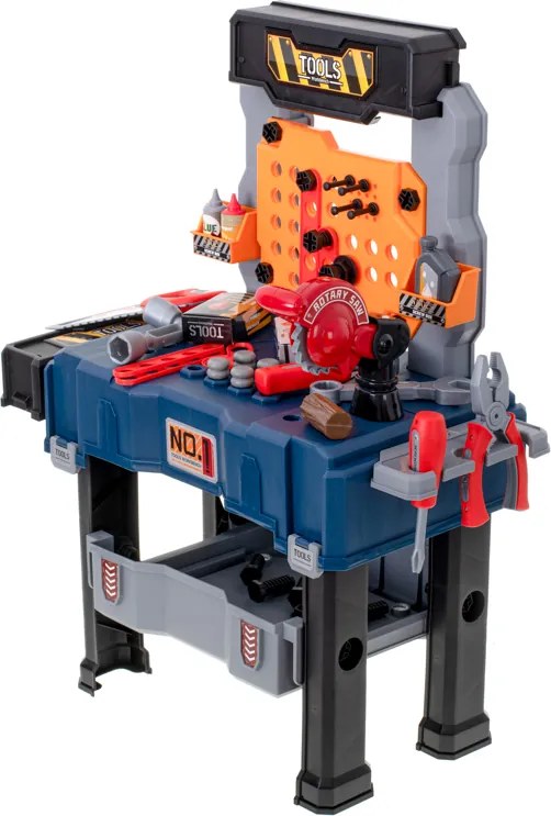 KIK Detská dielňa/stôl s náradím 65 dielov – kufrík pre malého majstra, 3+