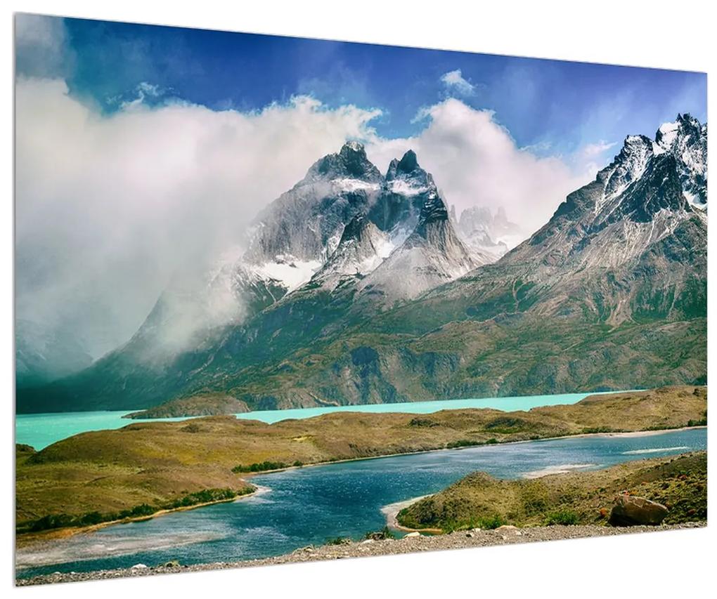 Obraz horskej krajiny s riekou (90x60 cm)
