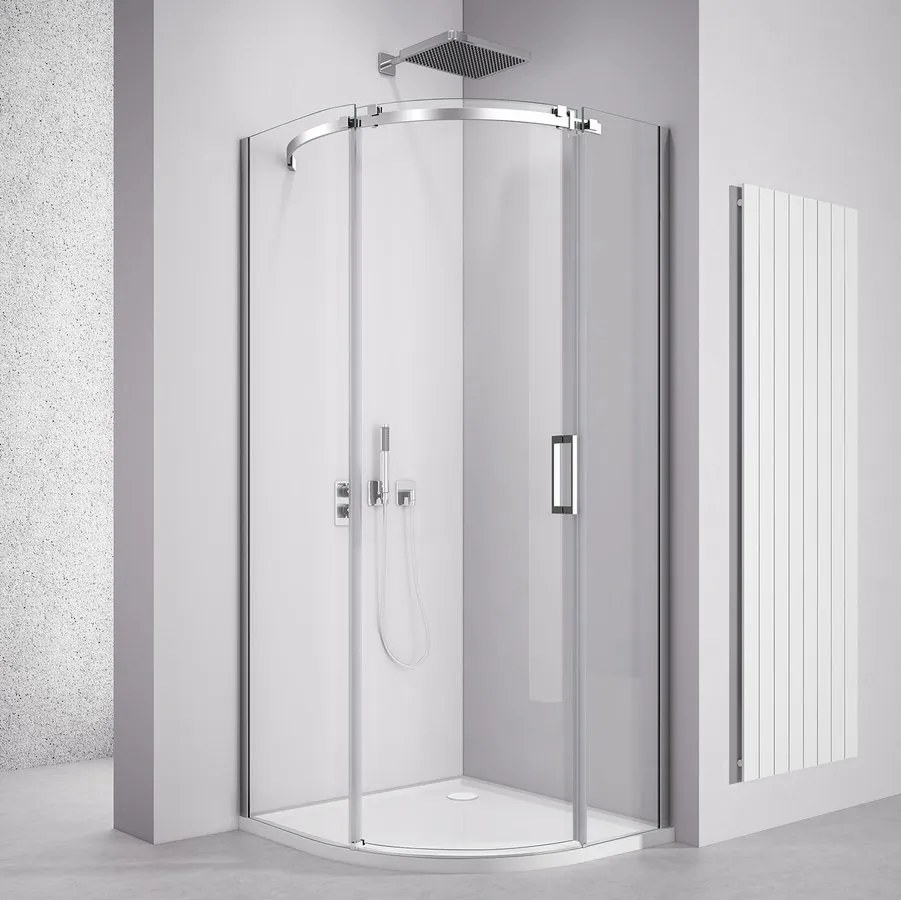 Polysan Polysan, THRON SQUARE štvrťkruhová sprchová zástena 900x900mm, číre sklo, ľavá, TL2690-5002