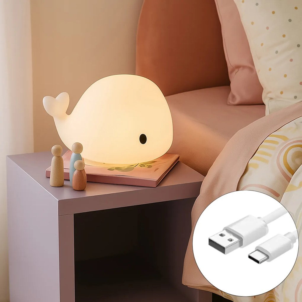 Stolná lampa biela 30 cm vrátane stmievateľnej LED IP54 nabíjateľná - Baby Whale