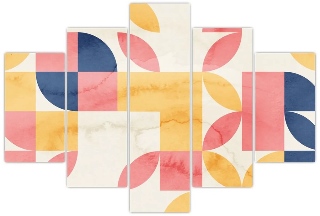 Obraz - Abstrakcia s retro vzormi (150x105 cm)