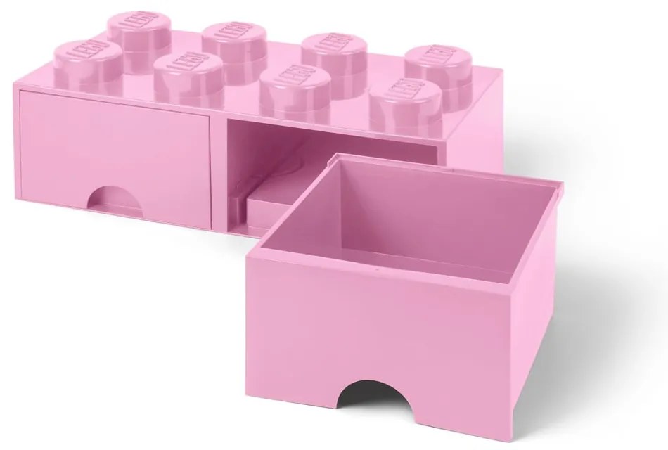 Svetloružový úložný box s dvoma zásuvkami LEGO®