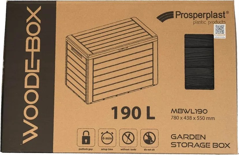 Záhradný box WOODEBOX 190 l - tmavohnedá 78 cm PRMBWL190-440U