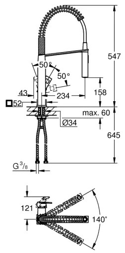 GROHE 31395000 - Drezová batéria EUROCUBE 547 mm lesklý chróm