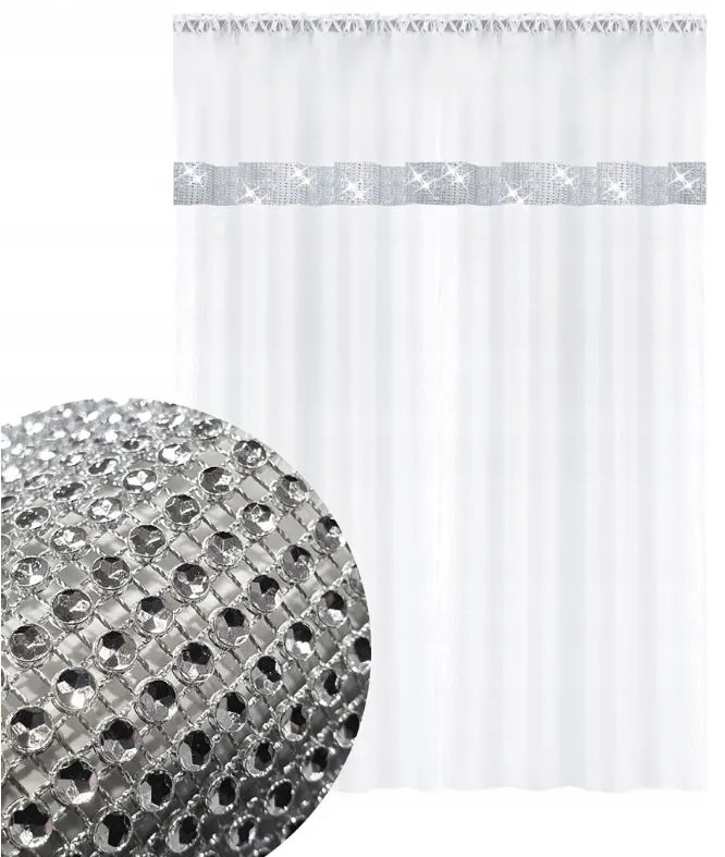 Dekorstudio Jednofarebná záclona GLAMOUR  - Biela - vlastný rozmer Uchytenie závesu: Dekoračné krúžky biele, Šírka záclony: 450cm