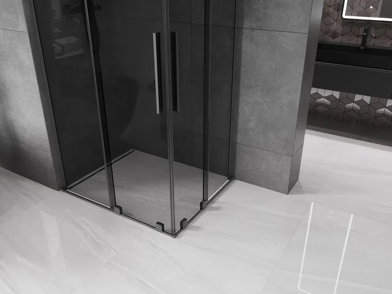 Mexen Velar L Duo, sprchový kút s posuvnými dverami 100 x 90 cm, 8mm šedé sklo, brúsený grafit, 871-100-090-02-43-95