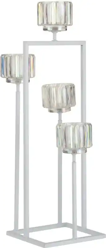 Biely kovový svietnik na 4 sviečky Glass - 21 * 20 * 56 cm | Biano