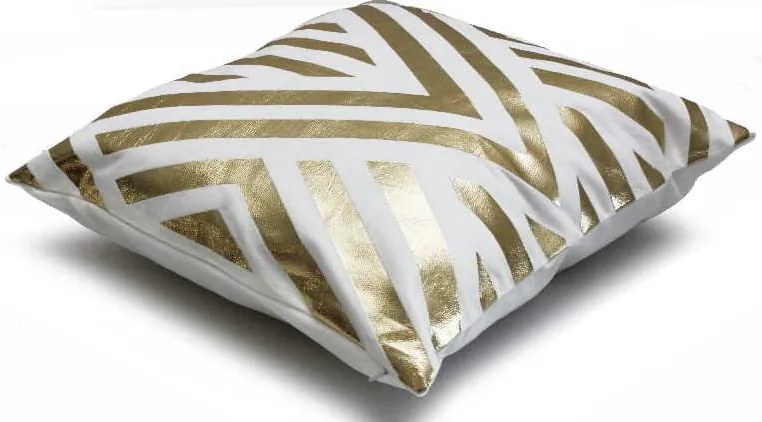 Obliečka na vankúš DECO VELVET Geometric 45x45 cm - biela/zlatá