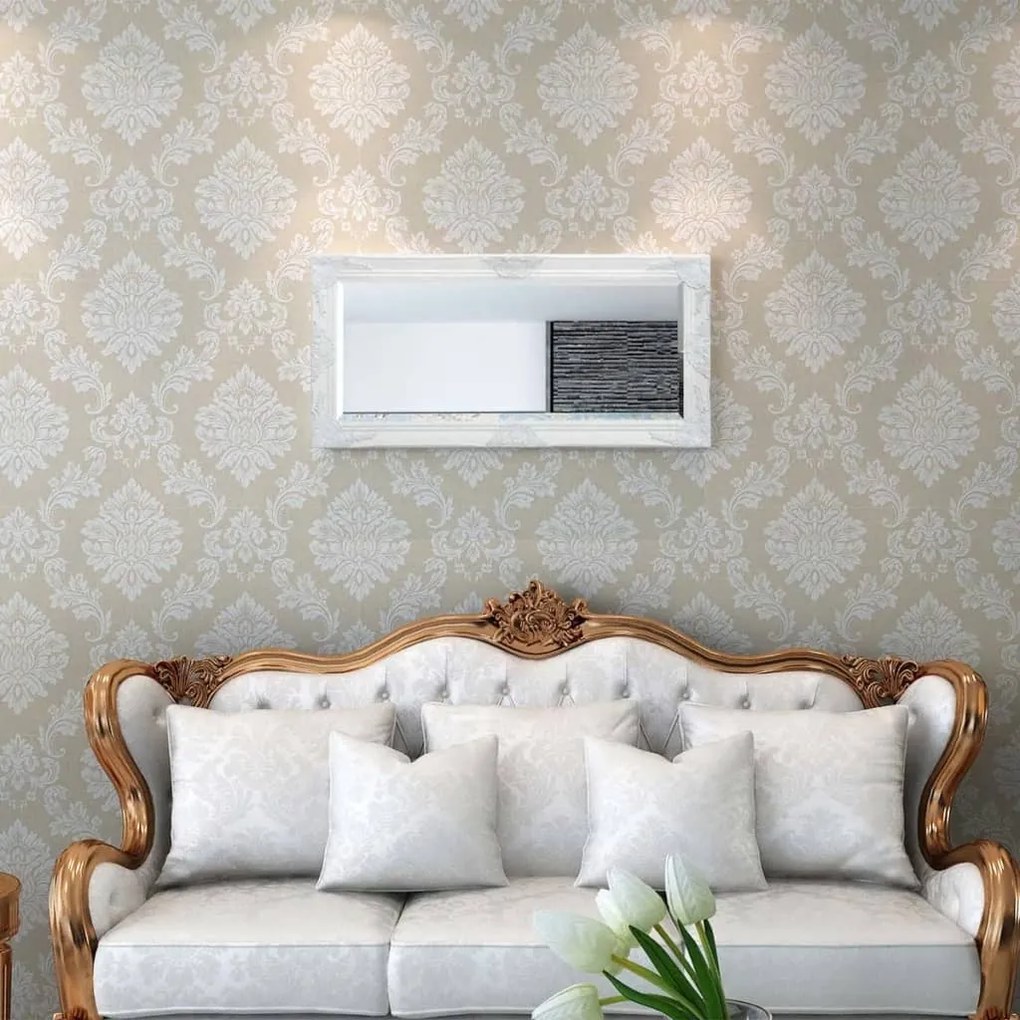 vidaXL Nástenné zrkadlo v barokovom štýle, 100x50 cm, biele