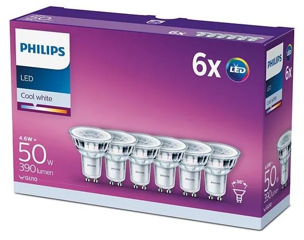 Philips SADA 6xLED Žiarovka Philips GU10/4,6W/230V 4000K P4407