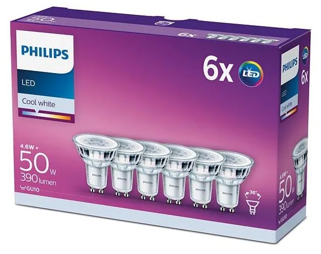 SADA 6xLED Žiarovka Philips GU10/4,6W/230V 4000K
