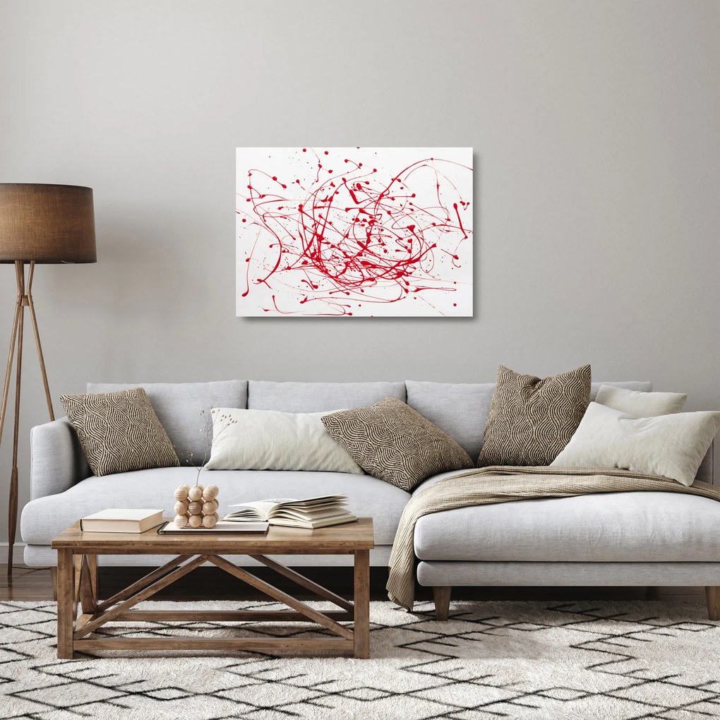 Sklenený obraz technikou Drippingu (70x50 cm)