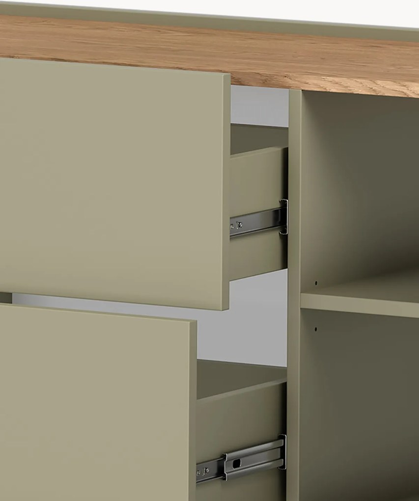 Komoda Elivo 150 cm so zásuvkami - eukalyptus / dub baltic dune