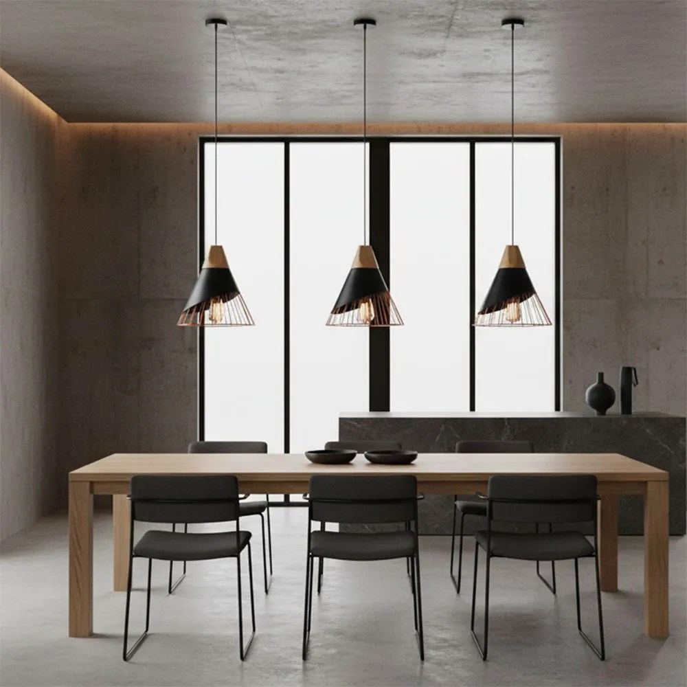 Toolight - Škandidávska závesná stropná lampa APP225-1CP, čierna-hnedá-ružová zlatá, OSW-00892