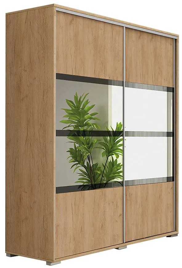 Skriňa Elena A9 kraft zlatá/Lacobel čierna