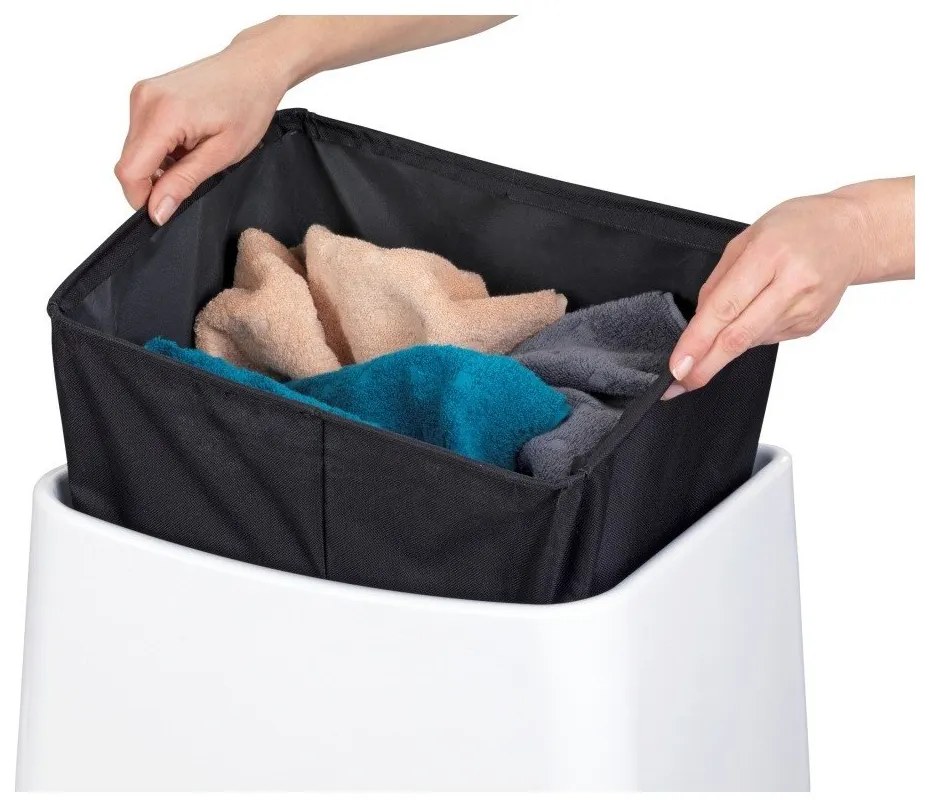 Biela taburetka s úložným priestorom Wenko Wing, 33 l