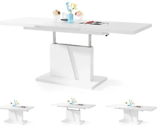 Rozkladací konferenčný stôl so zvíhacou doskou NINO biela