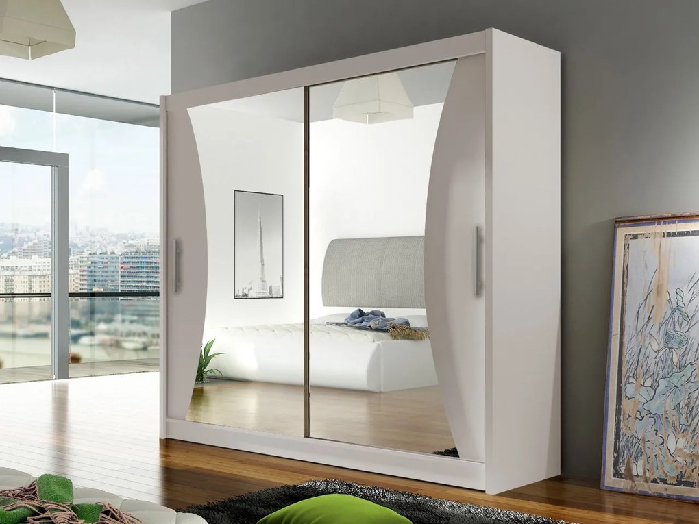 Šatníková skriňa London V, Farby: kašmír, Osvetlenie: osvetlenie LED RGB - farebné