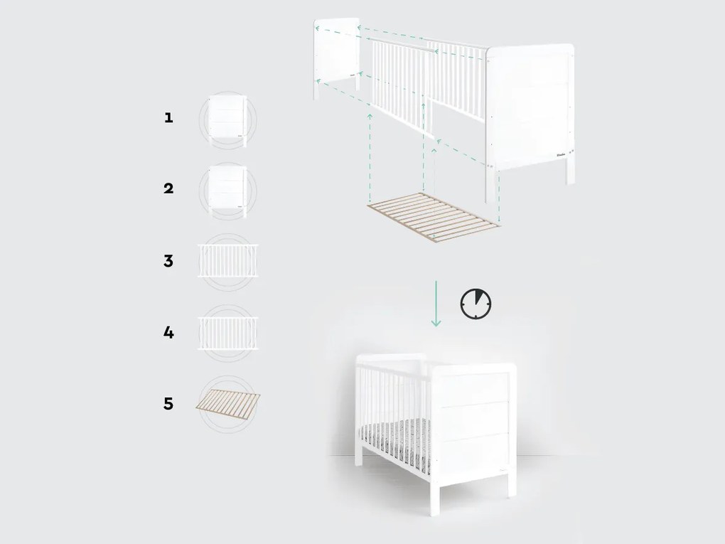 WO Detská postieľka Modern Cot 120x60 Variant úložný box: Bez úložného boxu