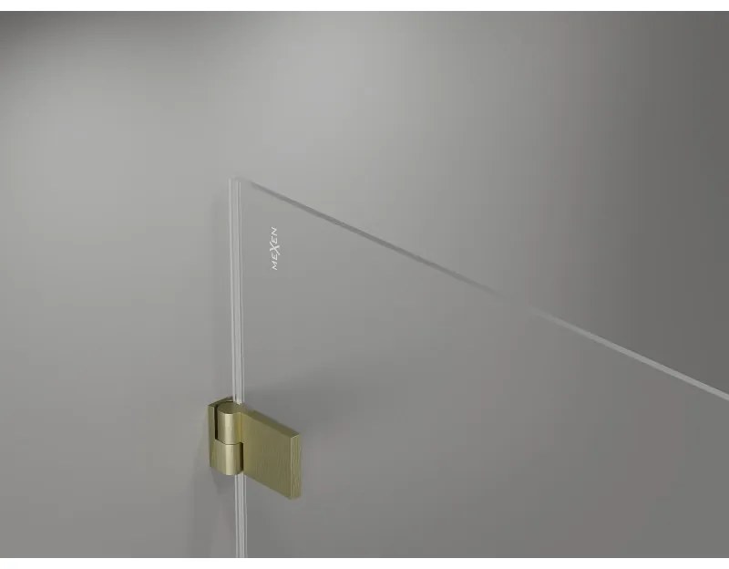 Mexen Lunar-B Duo, výklopný sprchový kút 95 x 95 cm, 8mm číre sklo, zlatý matný profil, 832-095L-095P-55-00