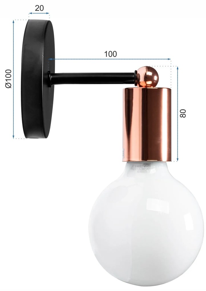 Toolight - kovová nástenná lampa E27 60W 392205, čierna, OSW-04016